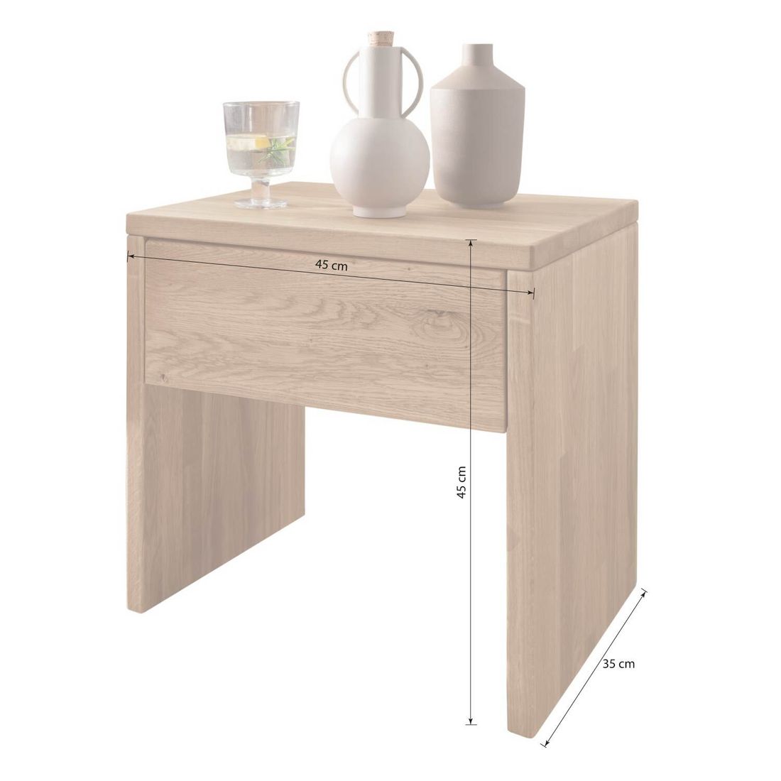 Nachttisch Inula Wildeiche Massivholz H 45cm