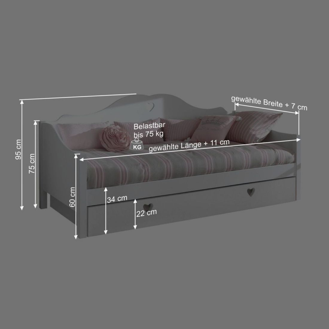 Sofa-Ausziehbett Asami mit Bettschublade