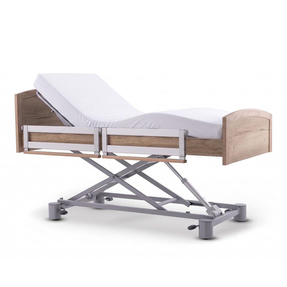 Komfortbett mit Pflegebett-Funktion Ummanz Eiche Dekor mit Lattenrost