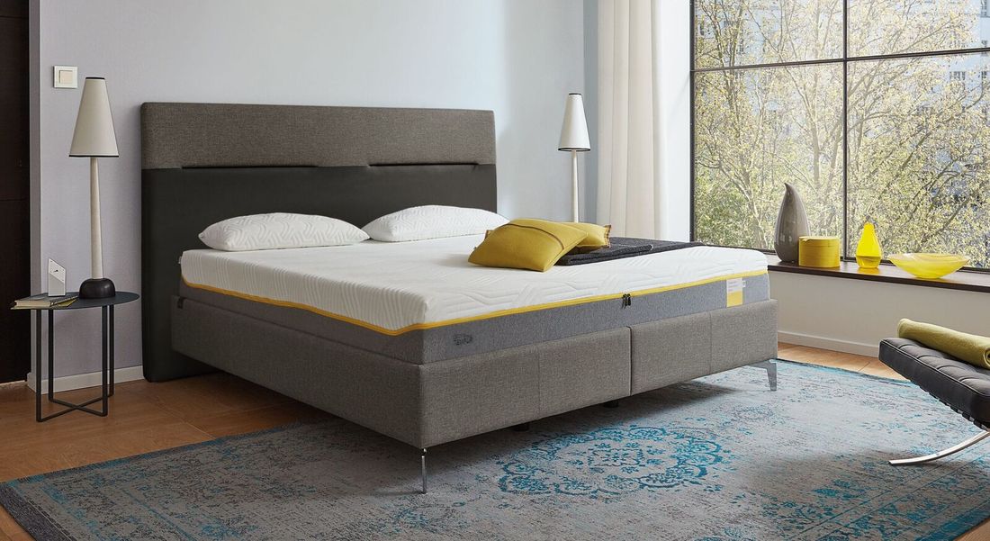 Tempur Polsterbett Classic Komfort Webstoff mit Kopfteil Texture