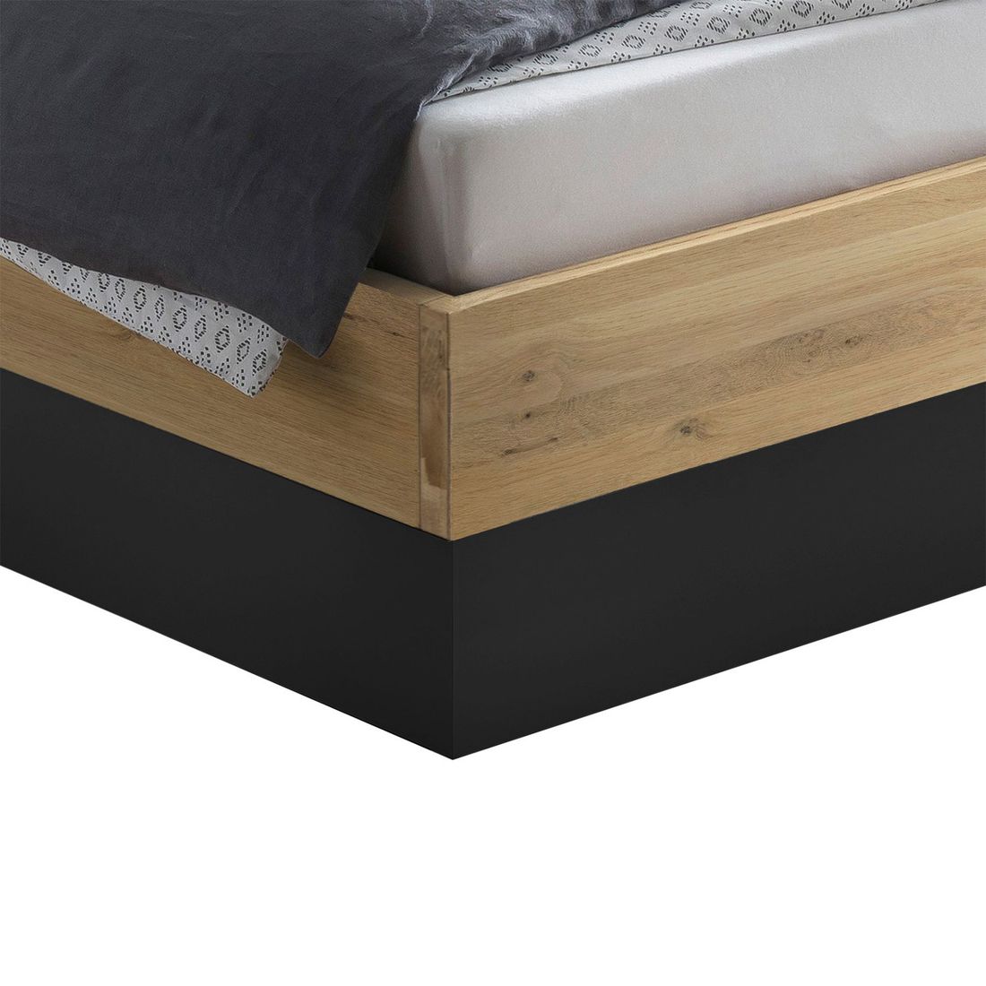 Bett Larus Komfort Wildeiche Massivholz mit Bettkasten