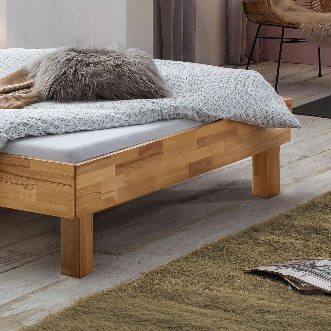 Bett Amsden Kernbuche Massivholz