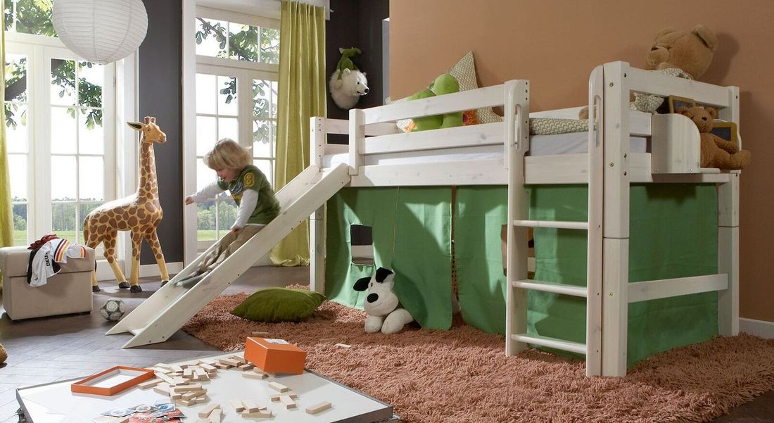 Mini-Hochbett Kids Paradise Kiefer Massivholz mit Lattenrost
