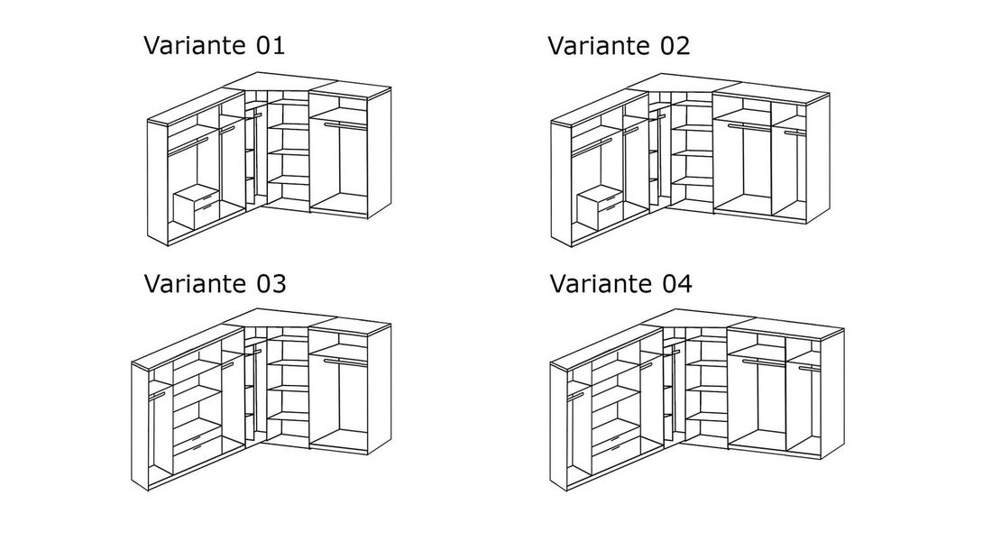 Eck-Kleiderschrank Ceprano mit Beleuchtung