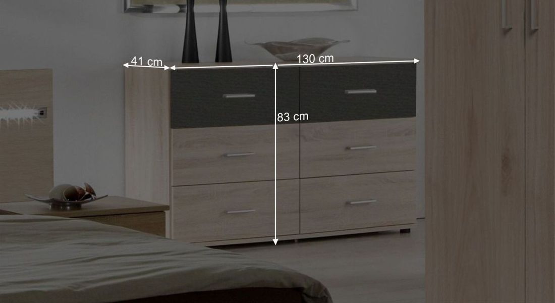 Sideboard Pahoa Eiche Dekor mit Schubladen