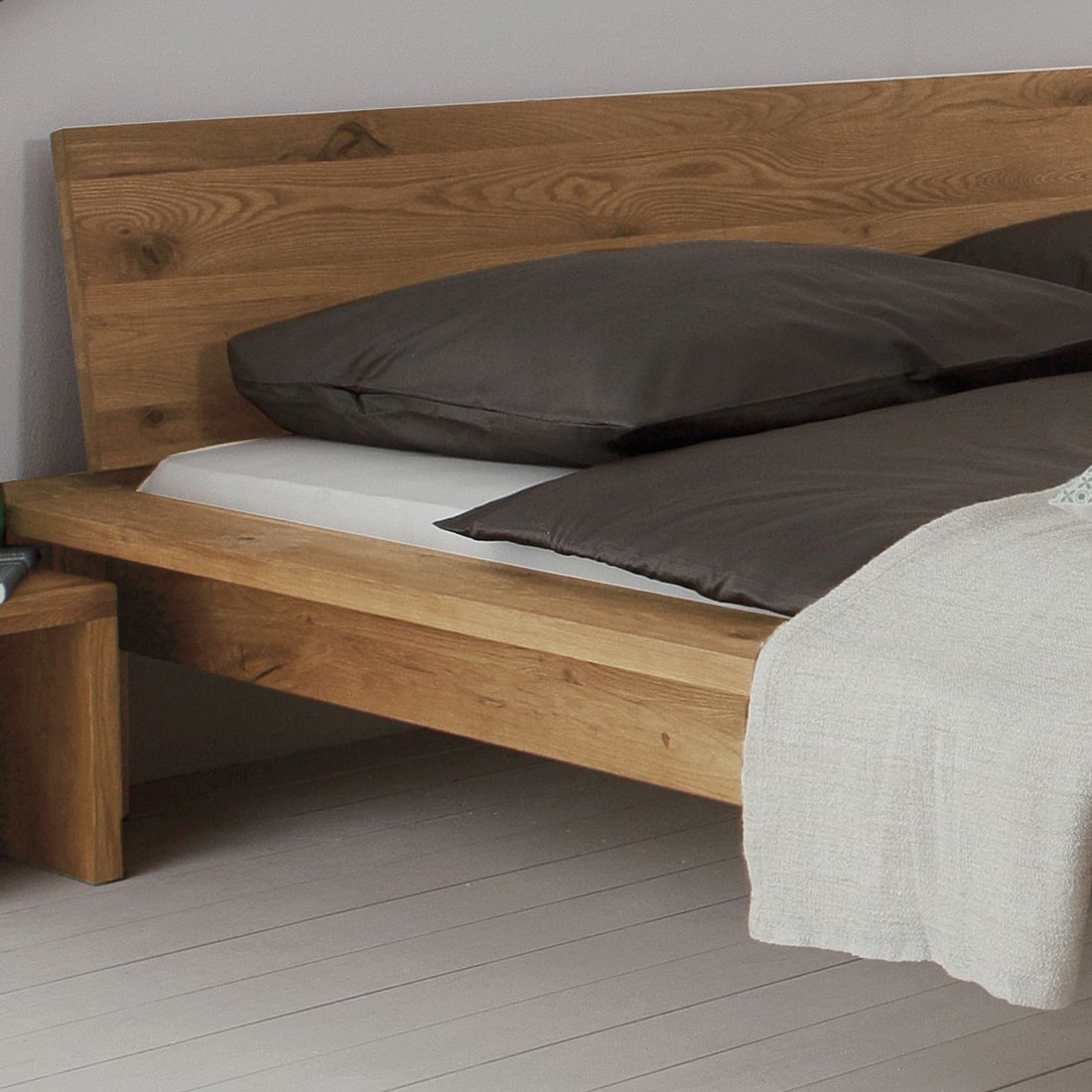 Bett Perugia Komfort Wildeiche Massivholz