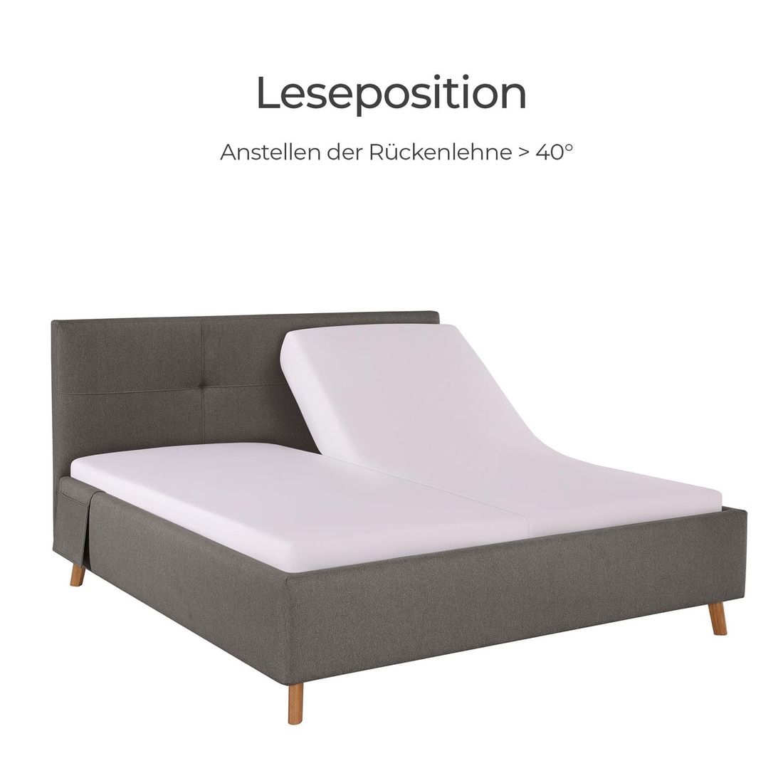 Polsterbett Henriette Komfort Webstoff mit Pflegebett-Funktion und Lattenrost