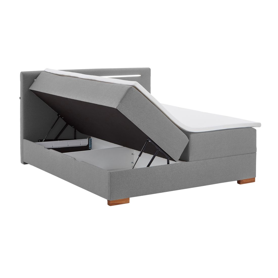 Boxspringbett Duman Webstoff mit Beleuchtung und Bettkasten