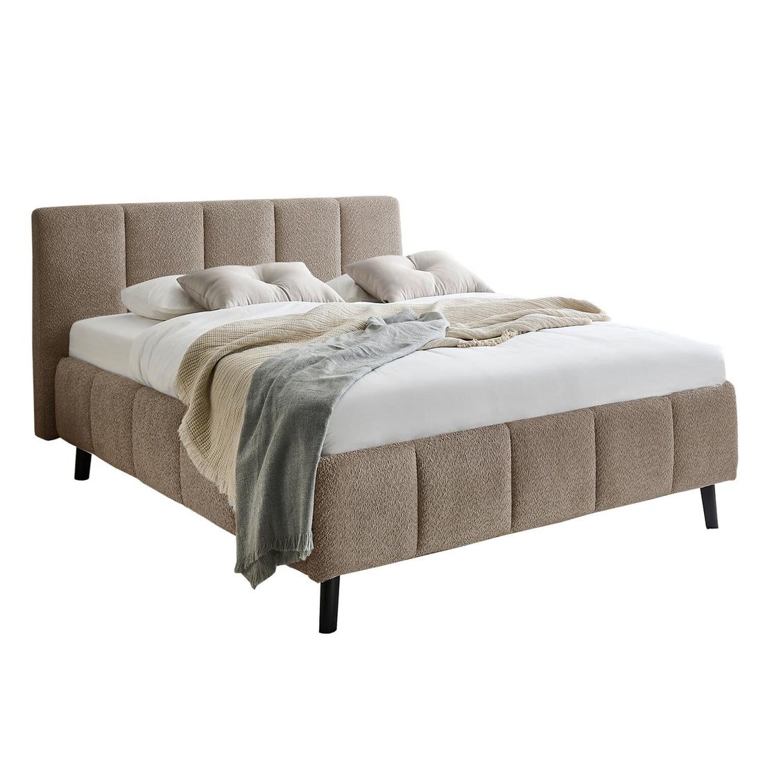 Polsterbett Marielle Komfort Bouclé mit Bettkasten und Lattenrost