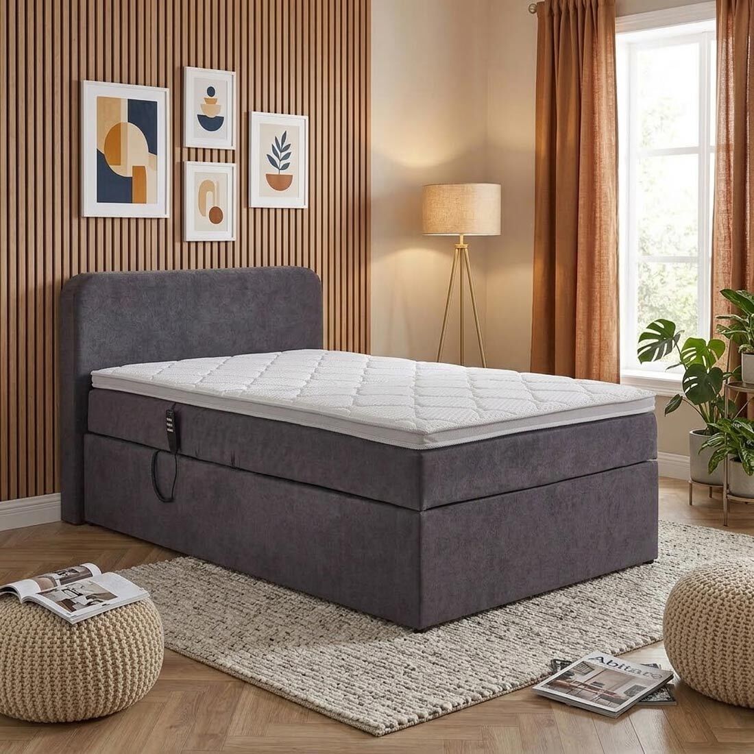 Einzel-Boxbett Paden elektrisch verstellbar Webstoff 120x200cm