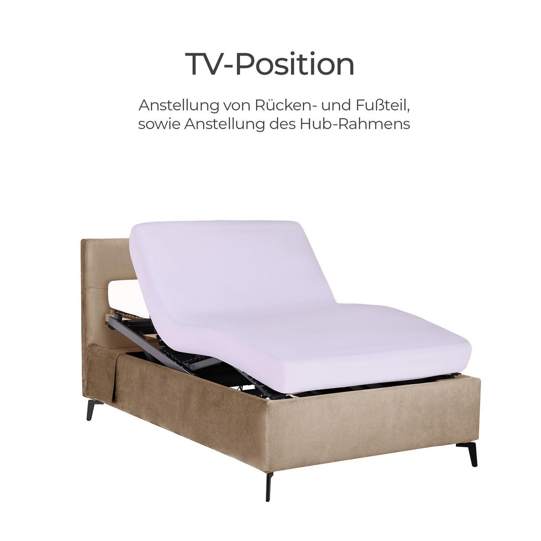 Polsterbett Elin Komfort Velours mit Pflegebett-Funktion und Lattenrost