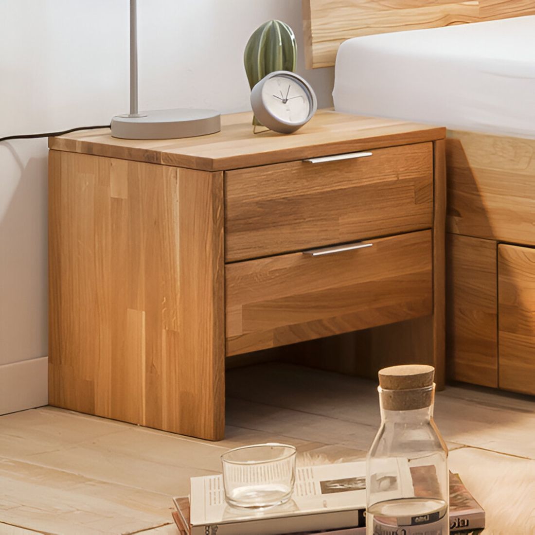 HOMELIV. Nachttisch Kanata Wildeiche Massivholz H 40cm