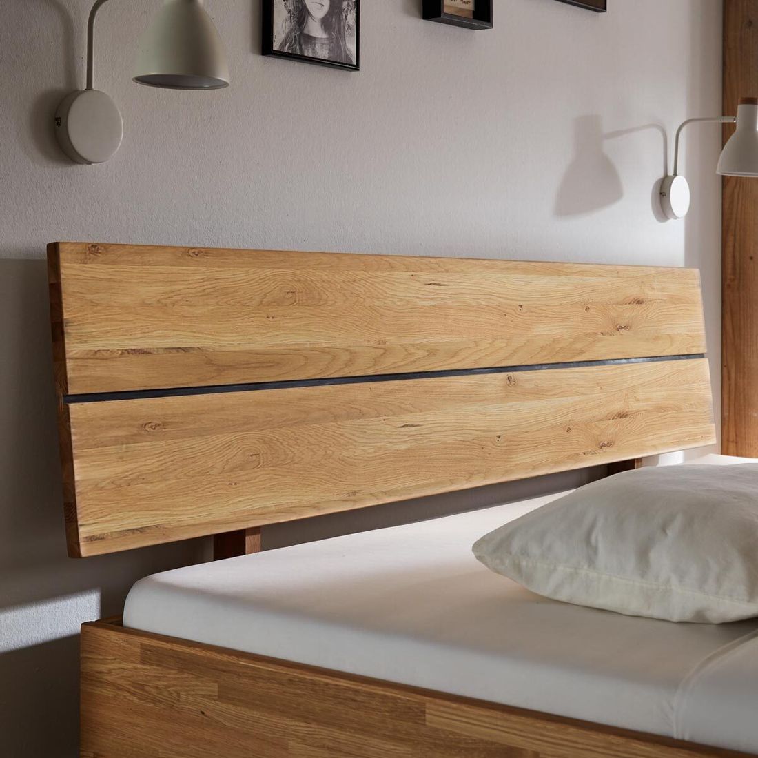 HOMELIV. Doppelbett Fiete Komfort Wildeiche Massivholz