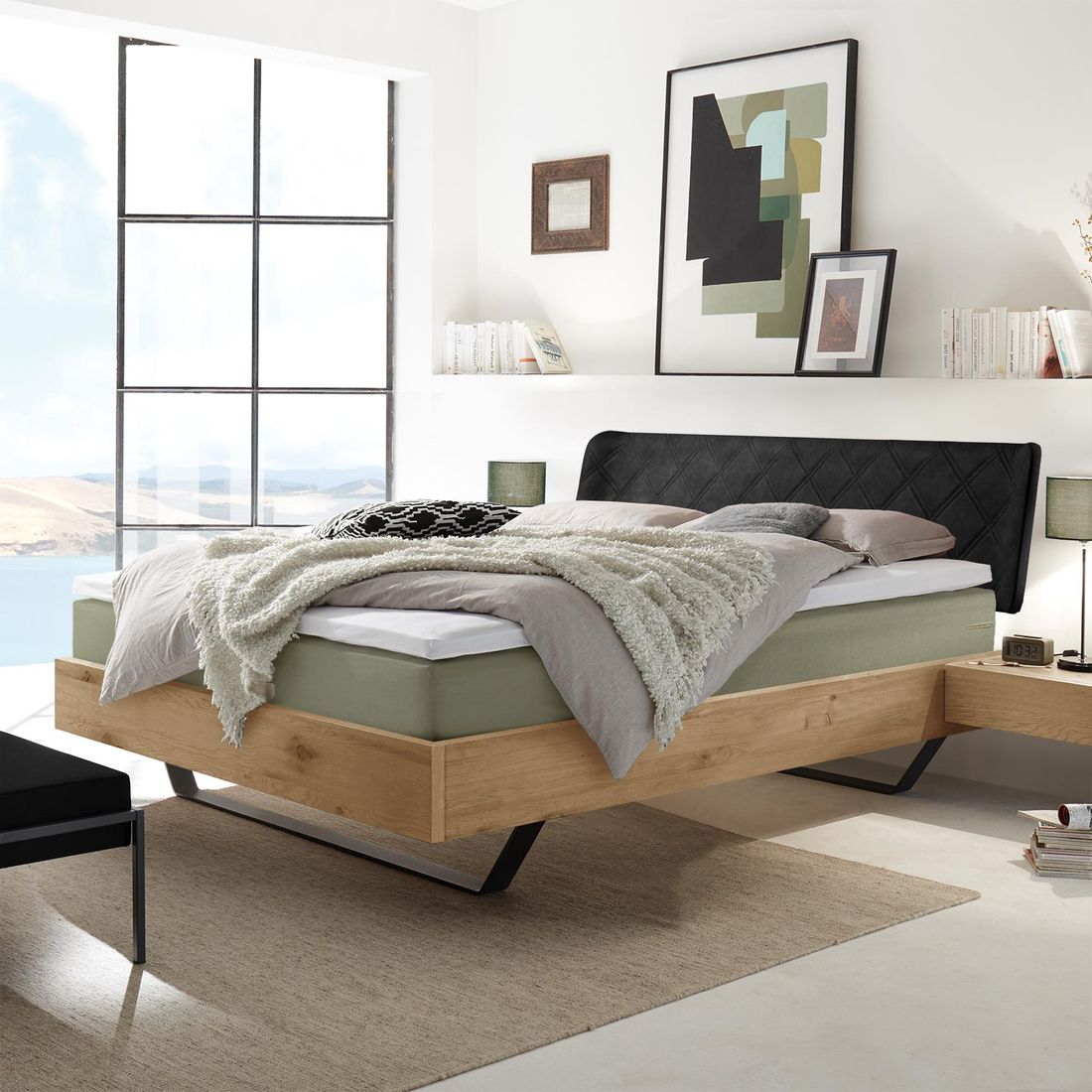 Boxspringbett Pareio Wildeiche Massivholz
