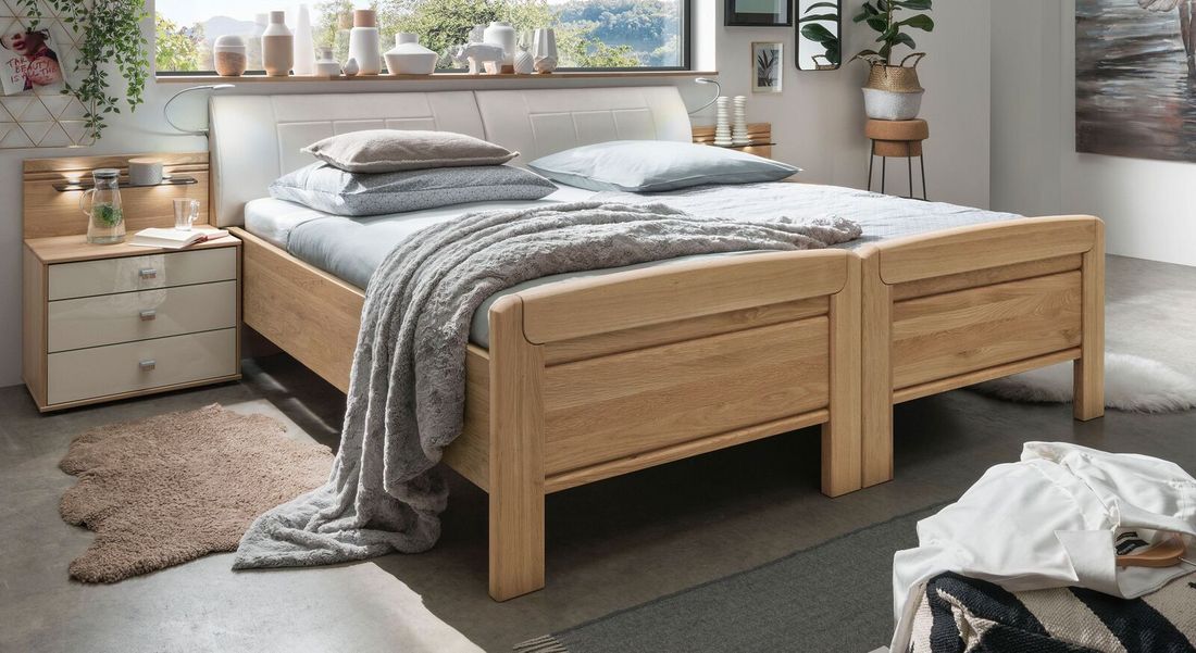 Einzelbett Elfun Komfort Eiche teilmassiv