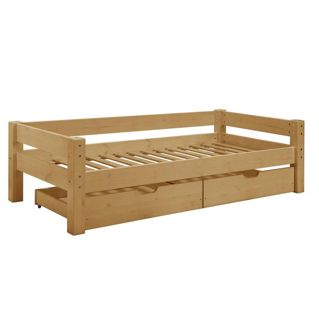 Bett Kids Fantasy Buche Massivholz mit Lattenrost und Schubkasten 90x200cm