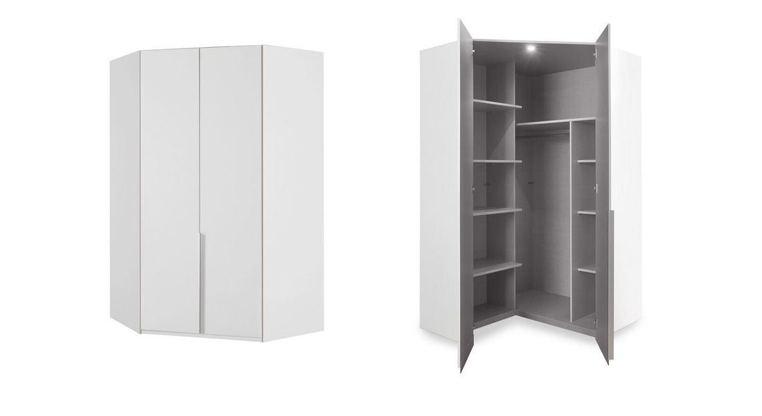 Eck-Kleiderschrank Ceprano mit Beleuchtung