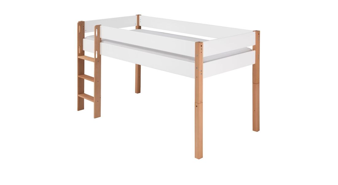 Mini-Hochbett Kids Nordic Buche teilmassiv mit Lattenrost
