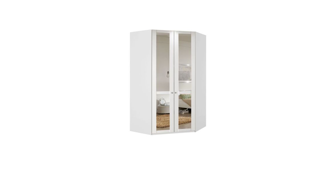 Eck-Kleiderschrank Alvito mit Beleuchtung und Spiegel