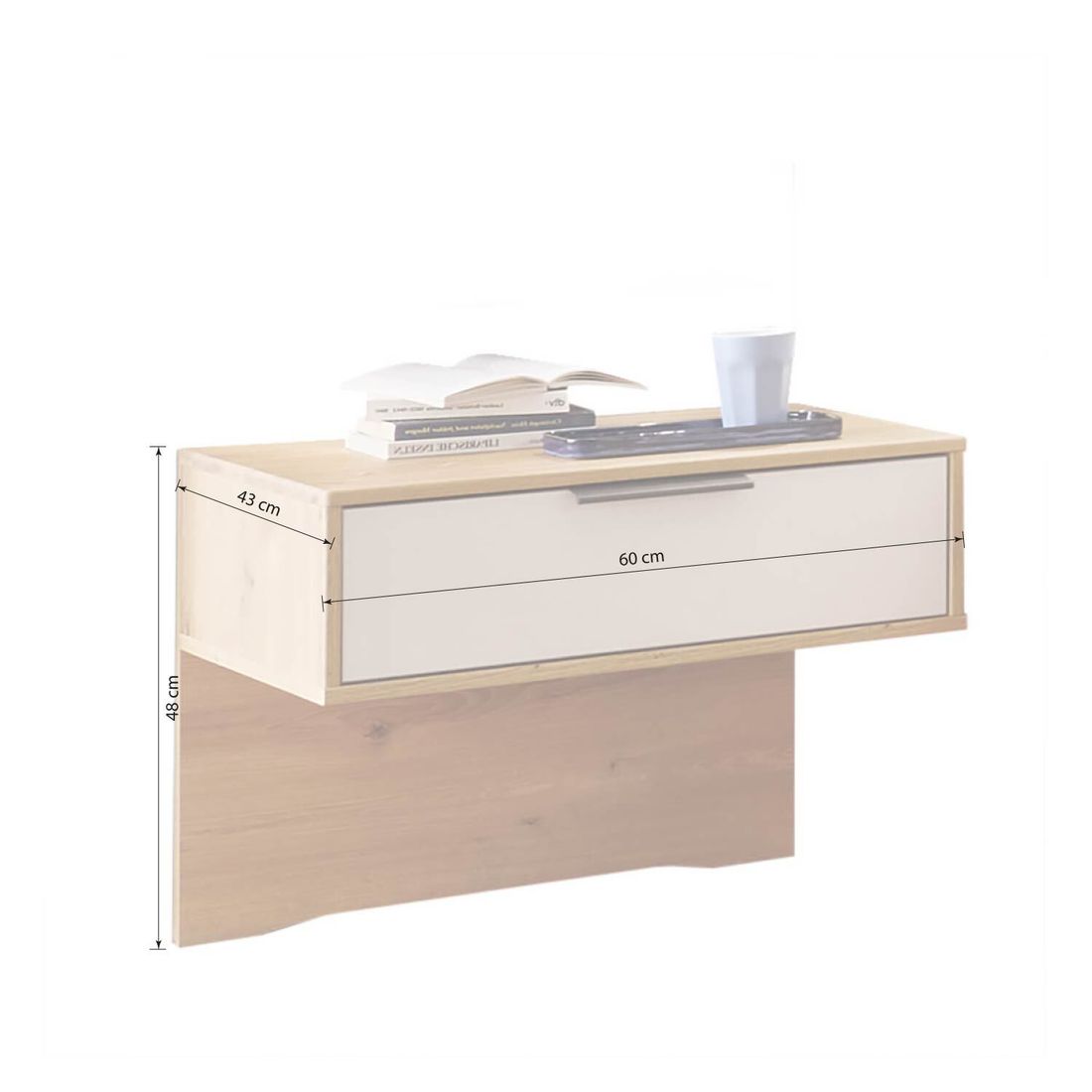 Schwebenachttisch Solya Eiche Dekor H 48cm