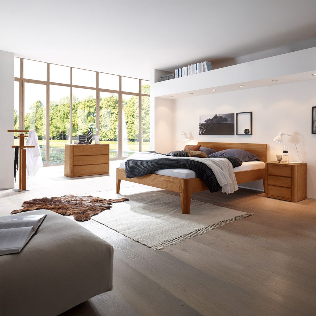 Doppelbett Ambato Eiche Massivholz