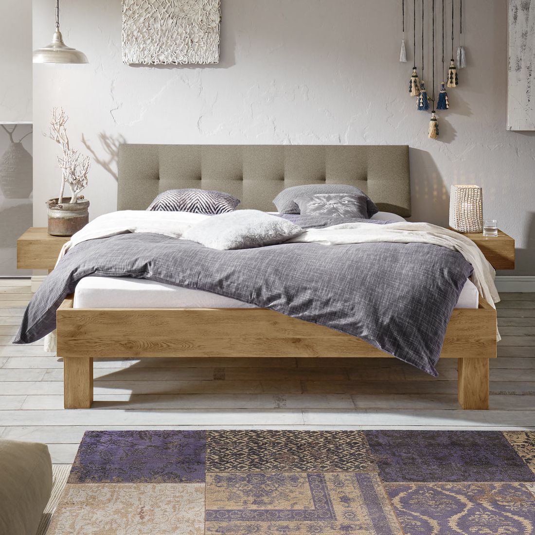 Bett Santa Luiza Wildeiche Vintage Massivholz