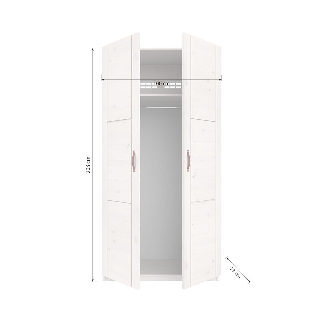 LIFETIME Drehtüren-Kleiderschrank Original Kiefer Massivholz mit Innenausstattung H 203cm