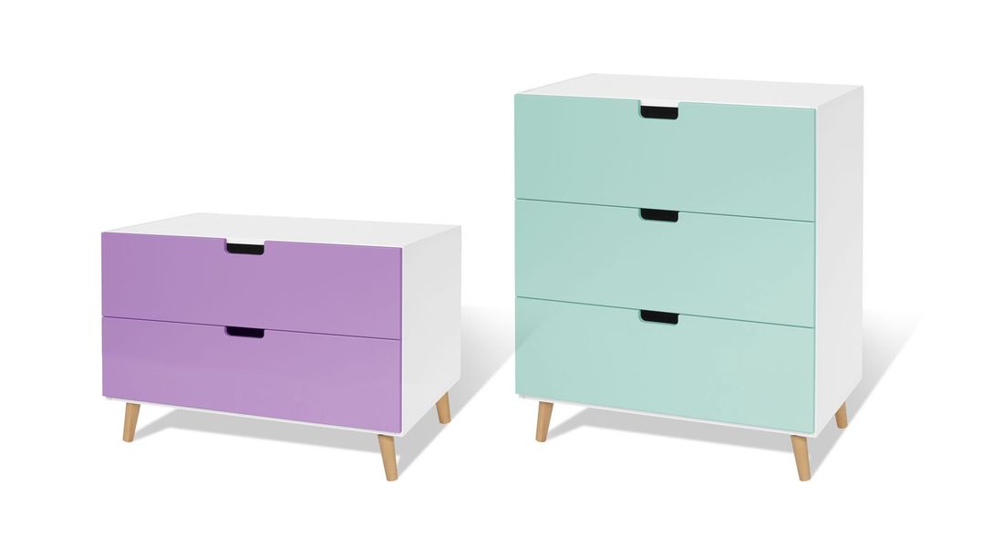 Kommode Kids Town Retro teilmassiv mit Schubladen