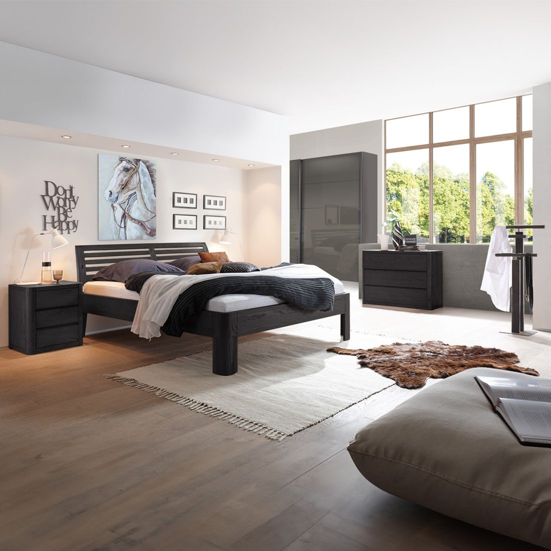 Bett Barcelona Eiche Massivholz