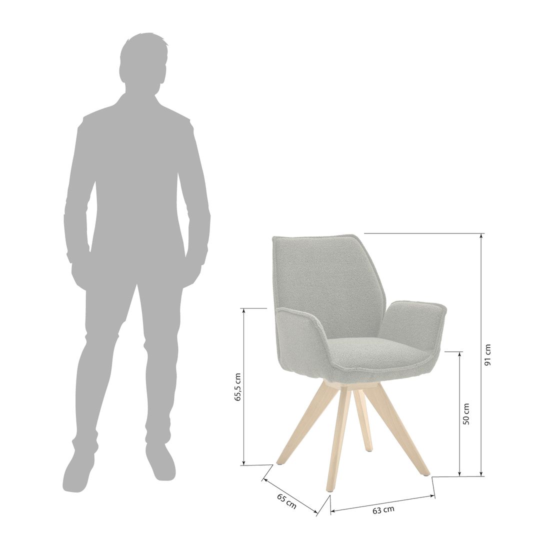 Musterring Essgruppe Tiama 7-tlg. Tisch 180x100cm Bouclé/Barock-Eiche