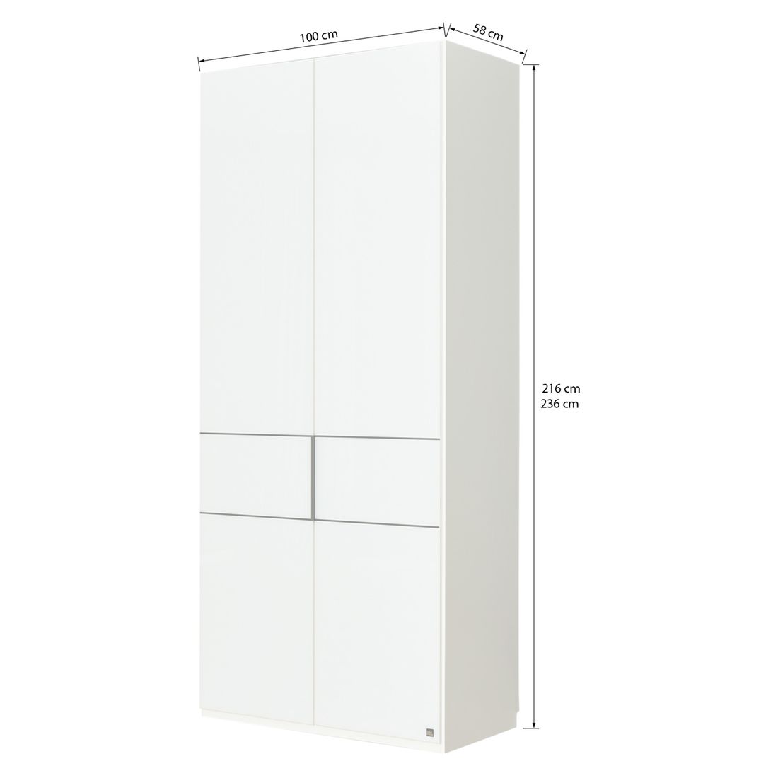 Interliving Drehtüren-Kleiderschrank 1033 mit Glasfront
