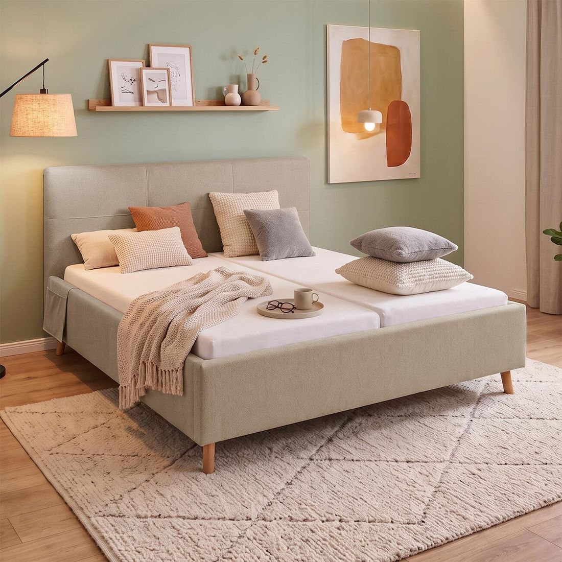 Einzelbett Henriette Komfort Webstoff mit Pflegebett-Funktion und Lattenrost