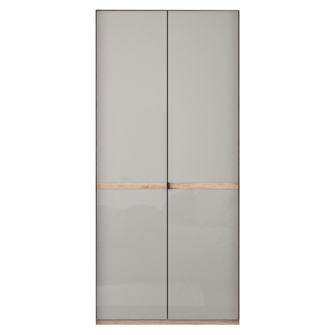 Drehtüren-Kleiderschrank Tiam Eiche Dekor mit Glasfront