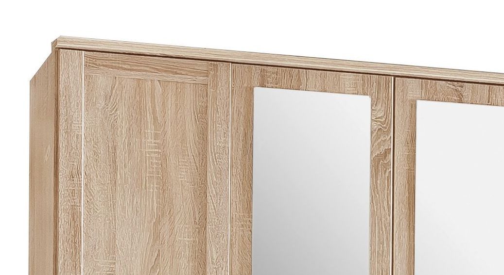 Drehtüren-Kleiderschrank Sinello Eiche Dekor mit Spiegel