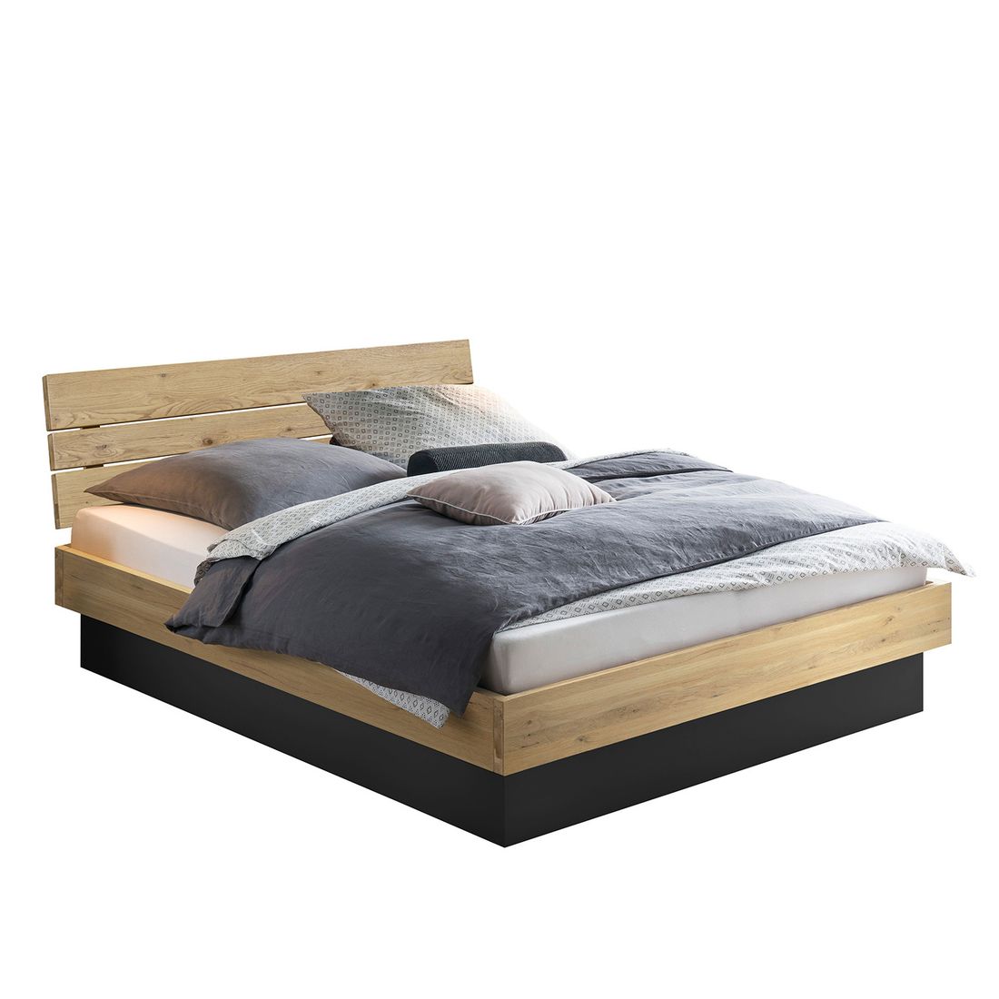 Bett Larus Komfort Wildeiche Massivholz mit Bettkasten