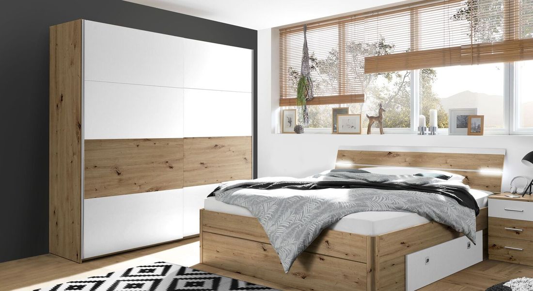 Schwebetüren-Kleiderschrank Duana Eiche Dekor