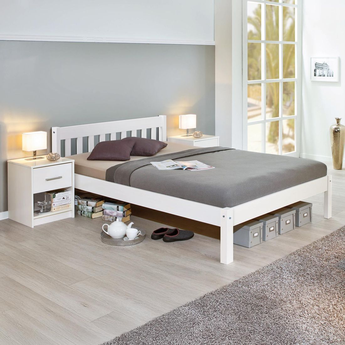 Bett Genf Kiefer Massivholz