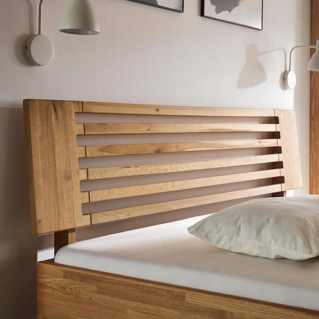 HOMELIV. Doppelbett Vivien Komfort Wildeiche Massivholz