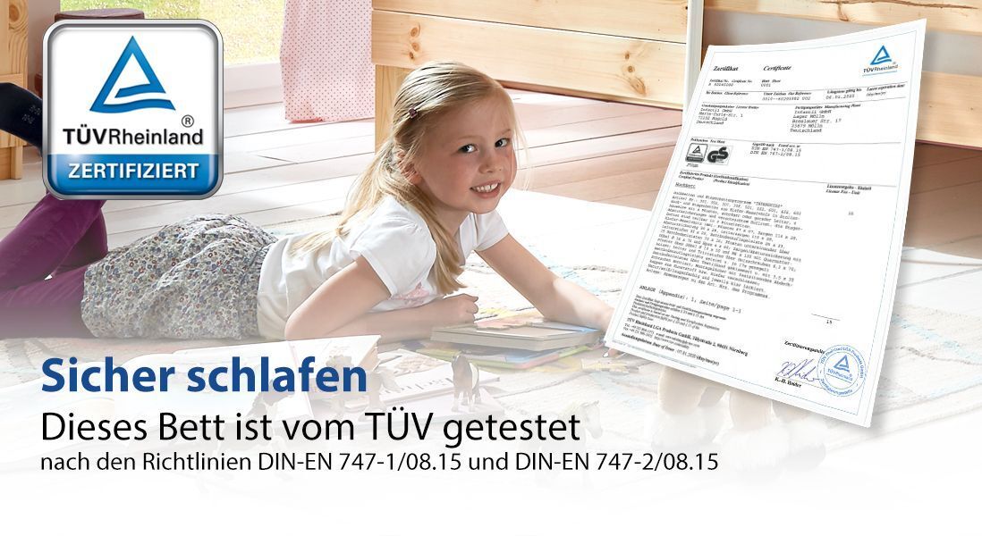 Mini-Hochbett Kids Paradise Kiefer Massivholz mit Lattenrost