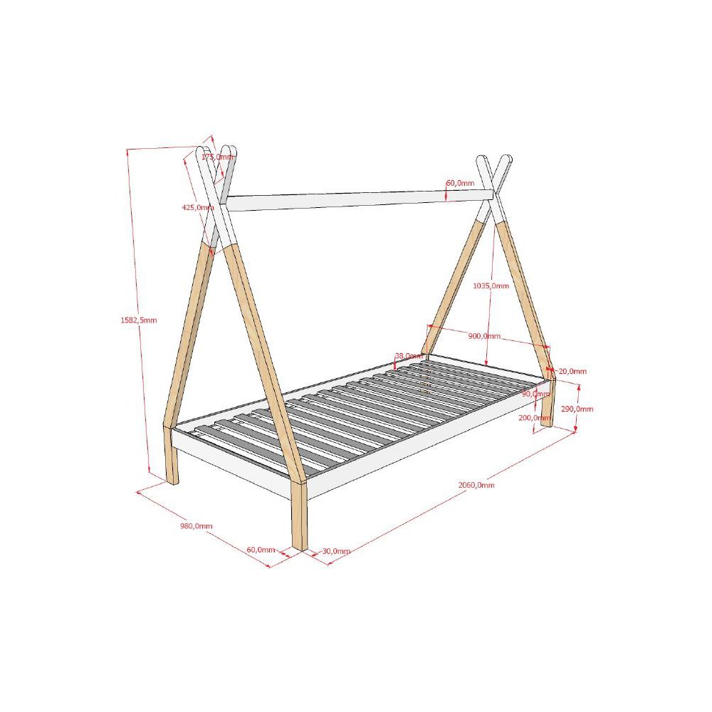 Bett Kids Delight Tipi Kiefer Massivholz mit Lattenrost
