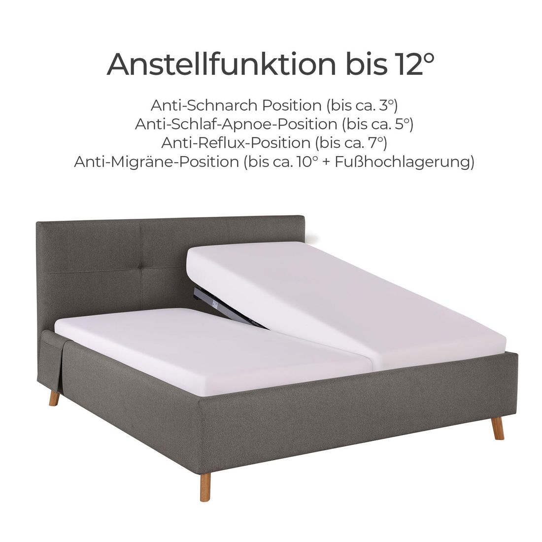 Polsterbett Henriette Komfort Webstoff mit Pflegebett-Funktion und Lattenrost