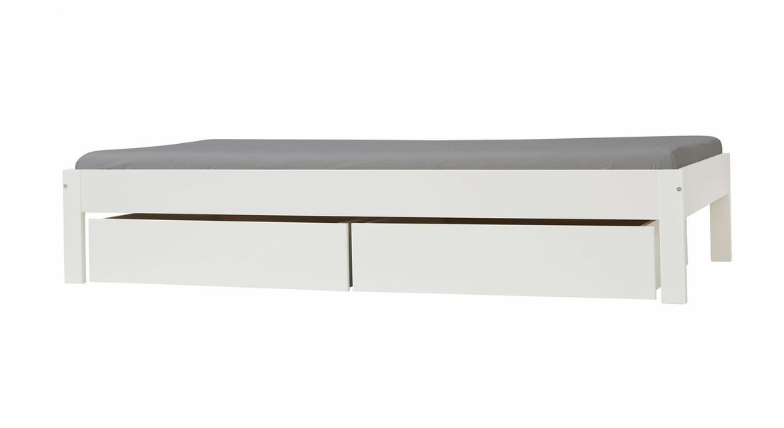 Bett Tacora Buche teilmassiv ohne Kopfteil mit Schubkasten und Lattenrost