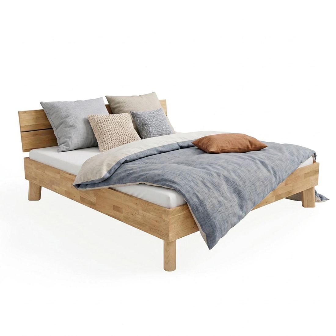 HOMELIV. Doppelbett Fiete Komfort Wildeiche Massivholz