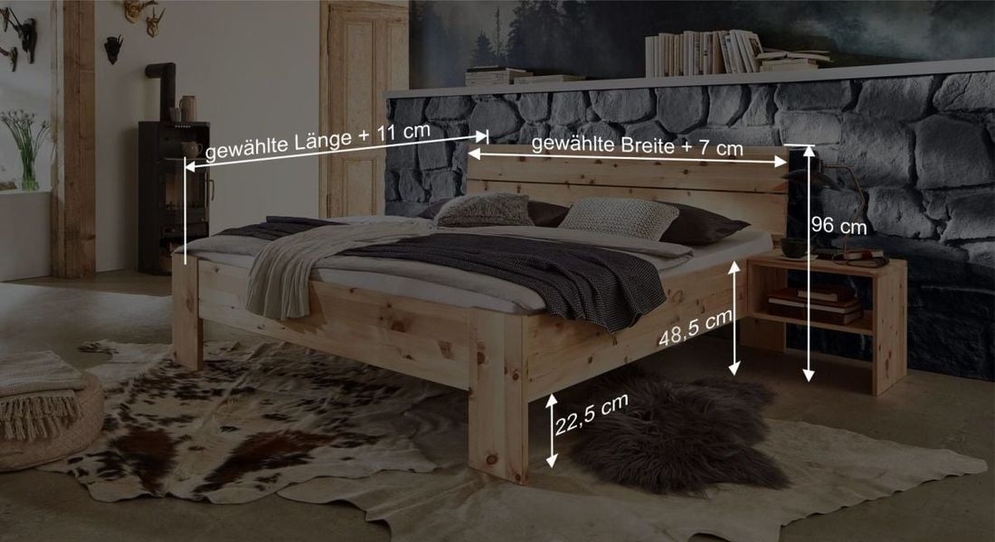 Bett Presanella Komfort Zirbe Massivholz