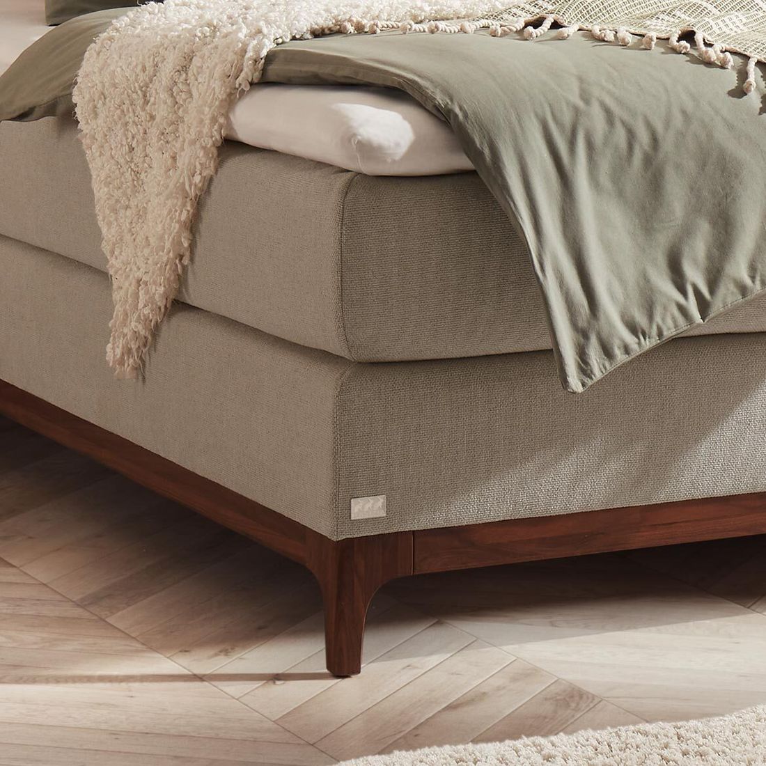 Boxspringbett Learo Velours-Strukturstoff