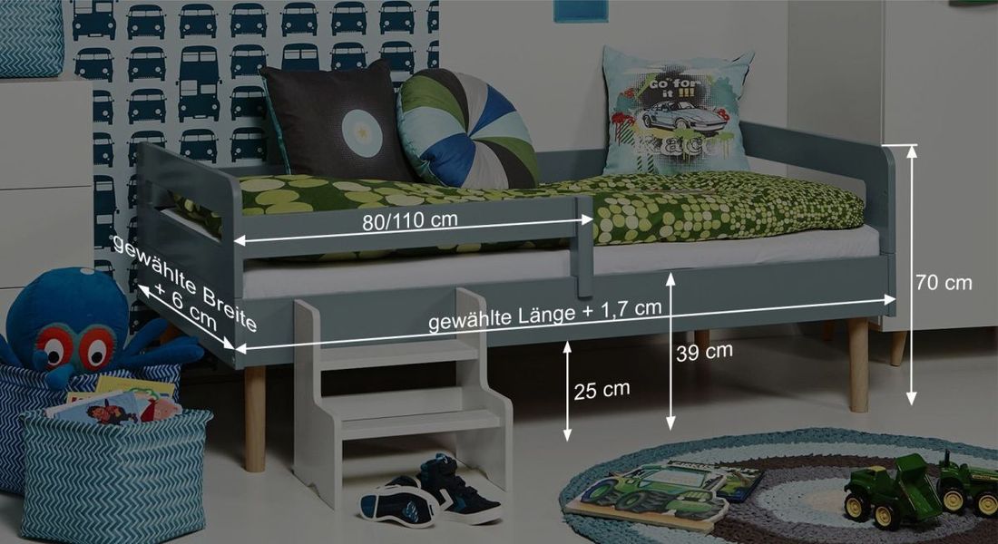 Kojenbett Kids Town Retro Buche teilmassiv mit Lattenrost