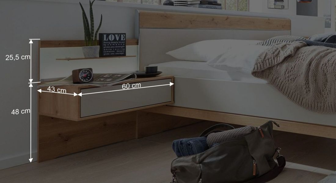Interliving Schwebenachttisch 1017 Eiche Dekor H 48cm