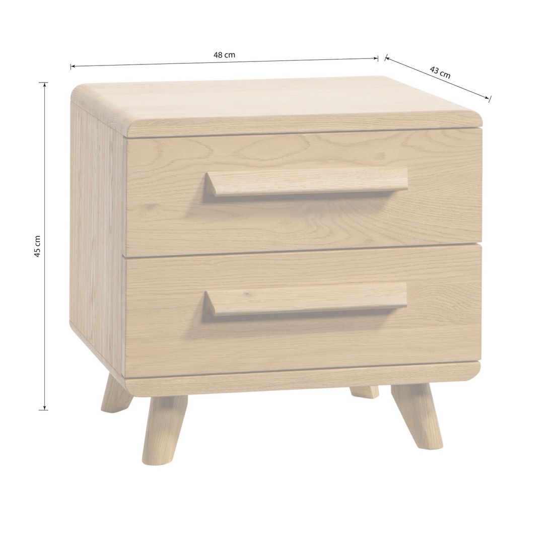 Nachttisch Teko Eiche Massivholz H 45cm