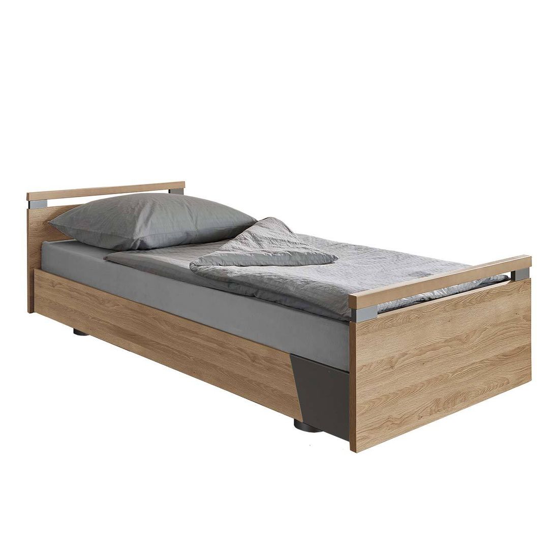 Komfortbett mit Pflegebett-Funktion Usedom Eiche/Akazie Dekor mit Tellerrost