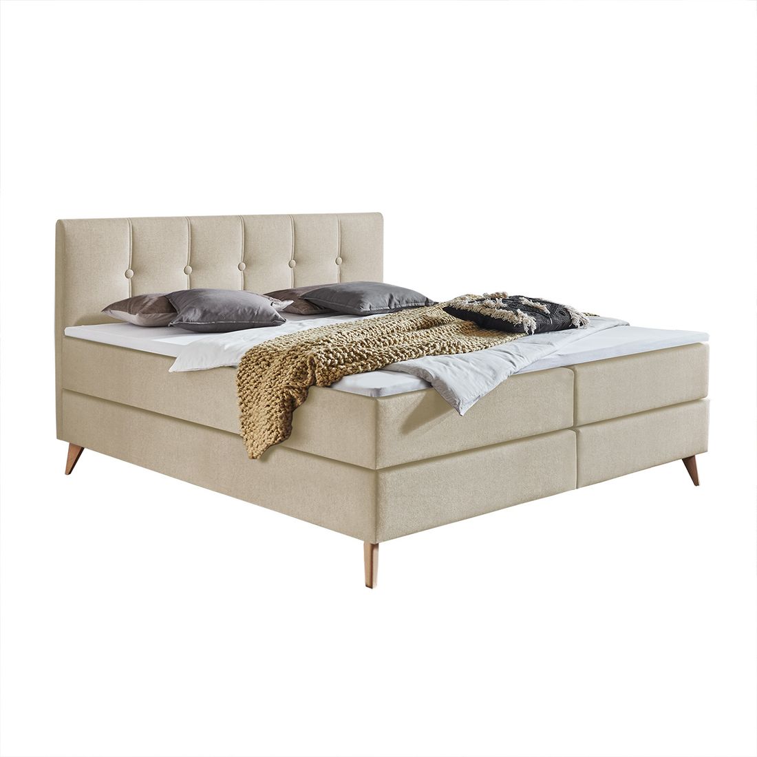 HOMELIV. Boxspringbett Maliana Webstoff